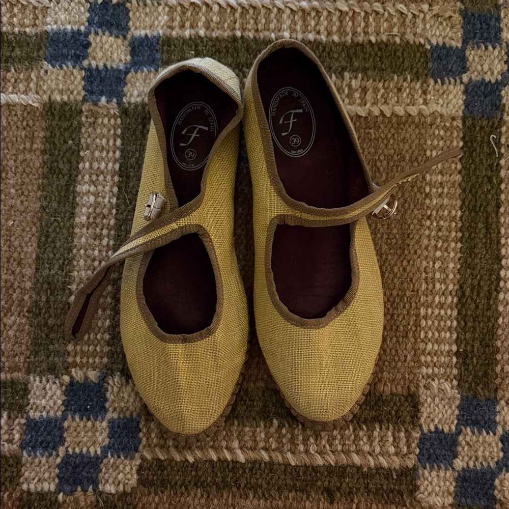 Flabelus Yellow Mary Jane Flats